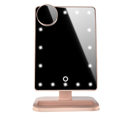 Miroir de maquillage tactile avec 20 LED, haut-parleur Bluetooth et musique, grossissement x10