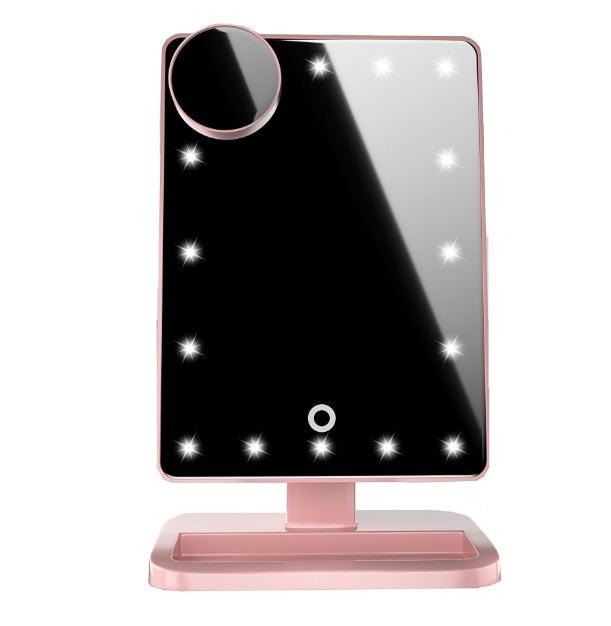 Miroir de maquillage tactile avec 20 LED, haut-parleur Bluetooth et musique, grossissement x10